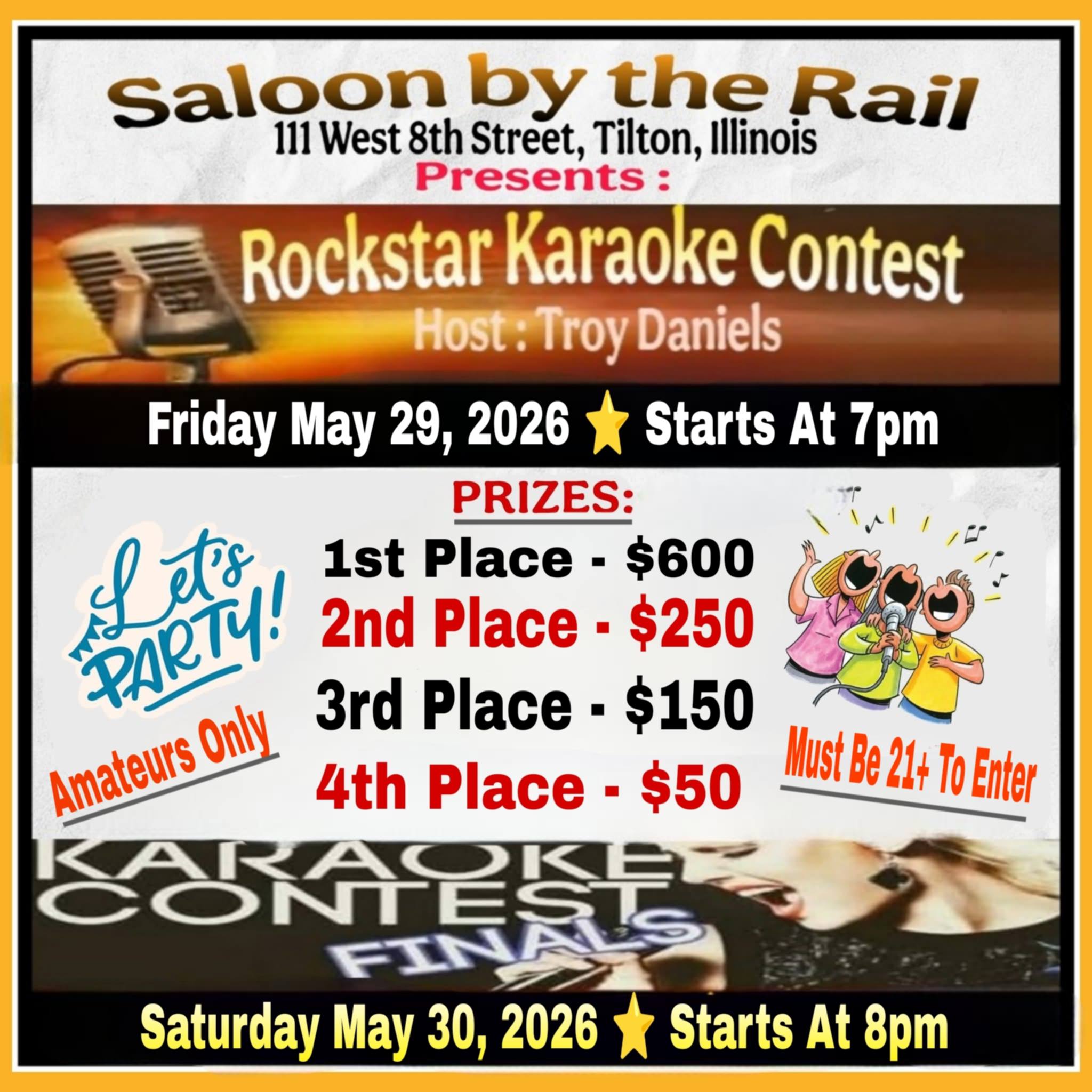 Rockstar Karaoke Contest at Saloon By The Rail!!!