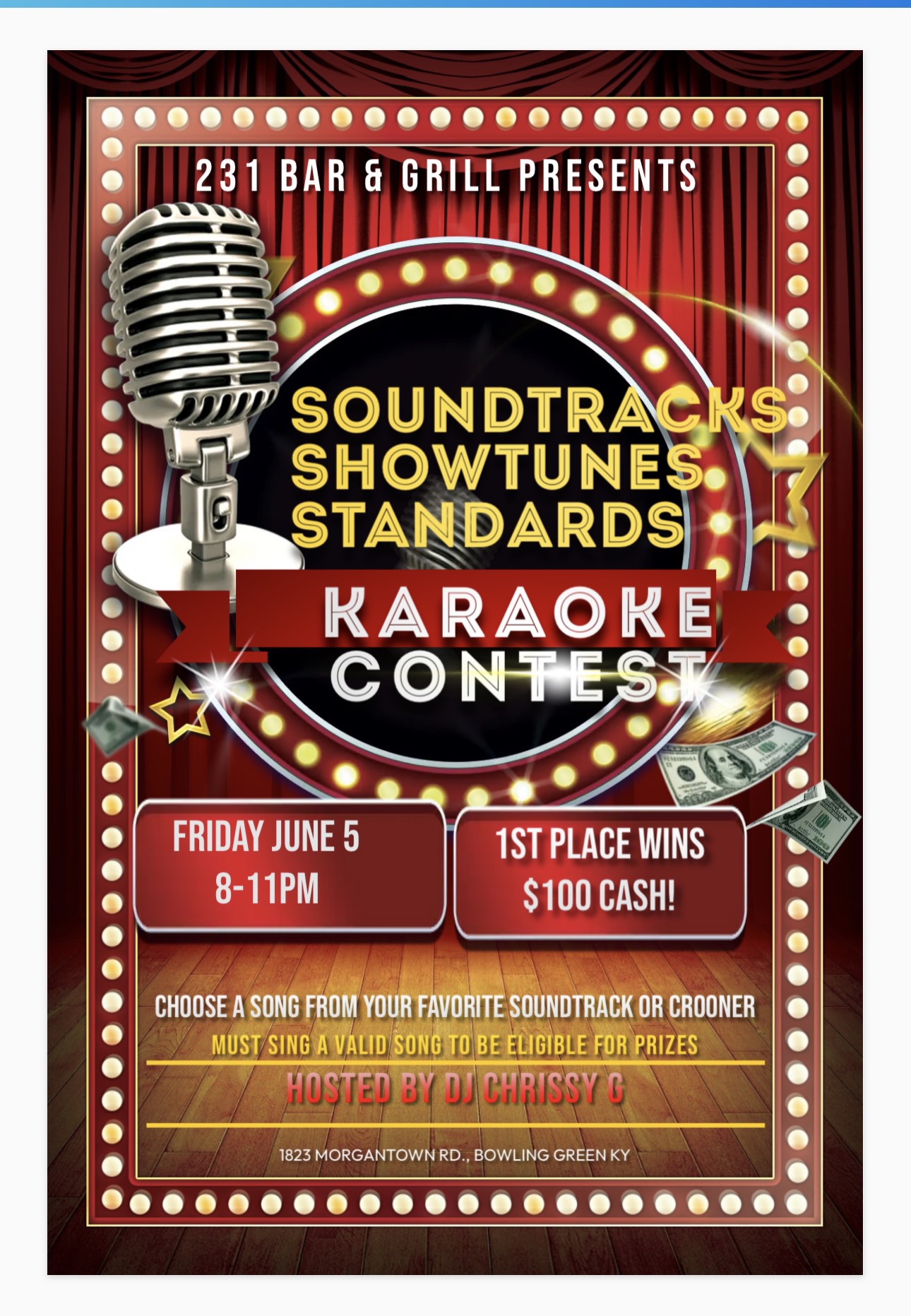 SOUNDTRACKS, SHOWTUNES AND STANDARDS KARAOKE CONTEST