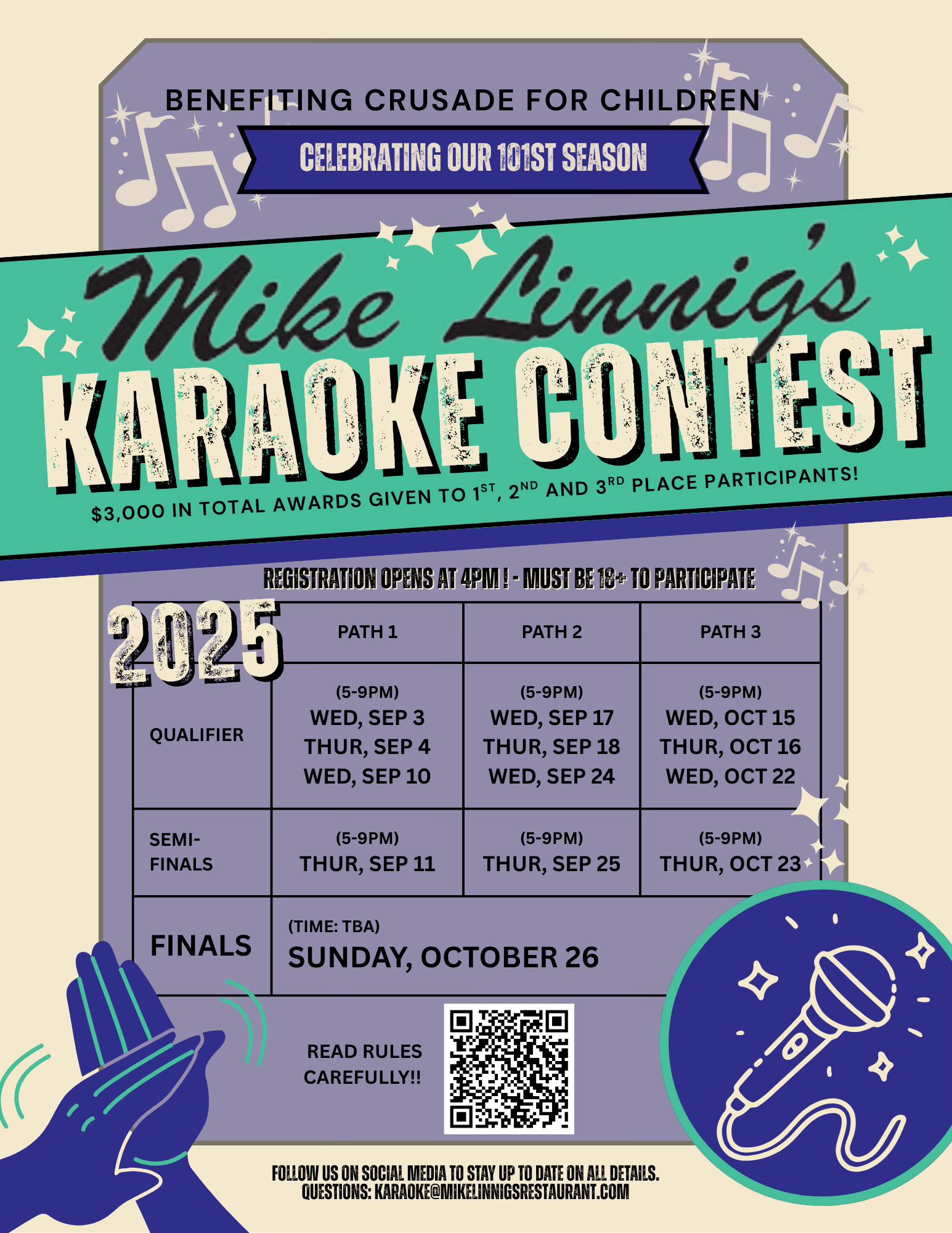 2025 Mike Linnig's Karaoke Contest benefiting Crusade for Children