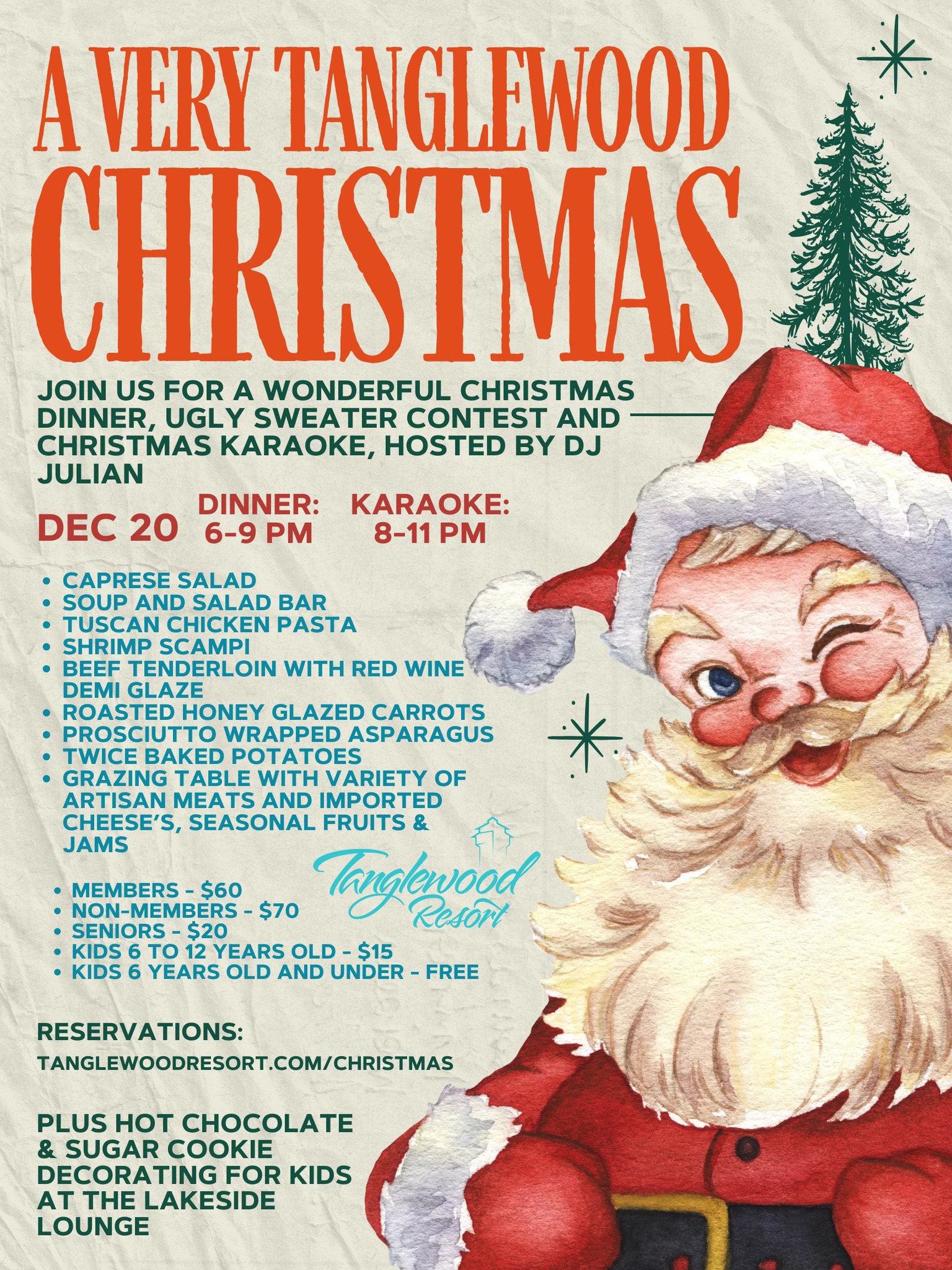 A Tanglewood Christmas: Christmas Dinner, Ugly Sweater Contest & Christmas Karaoke w/ DJ Julian