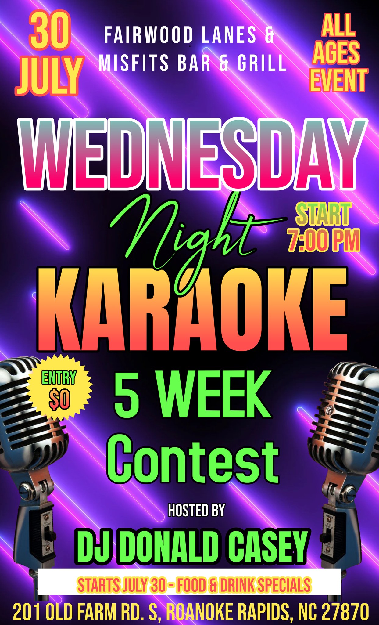 Wacky Wednesday Karaoke Fall Contest @ Fairwood Lanes