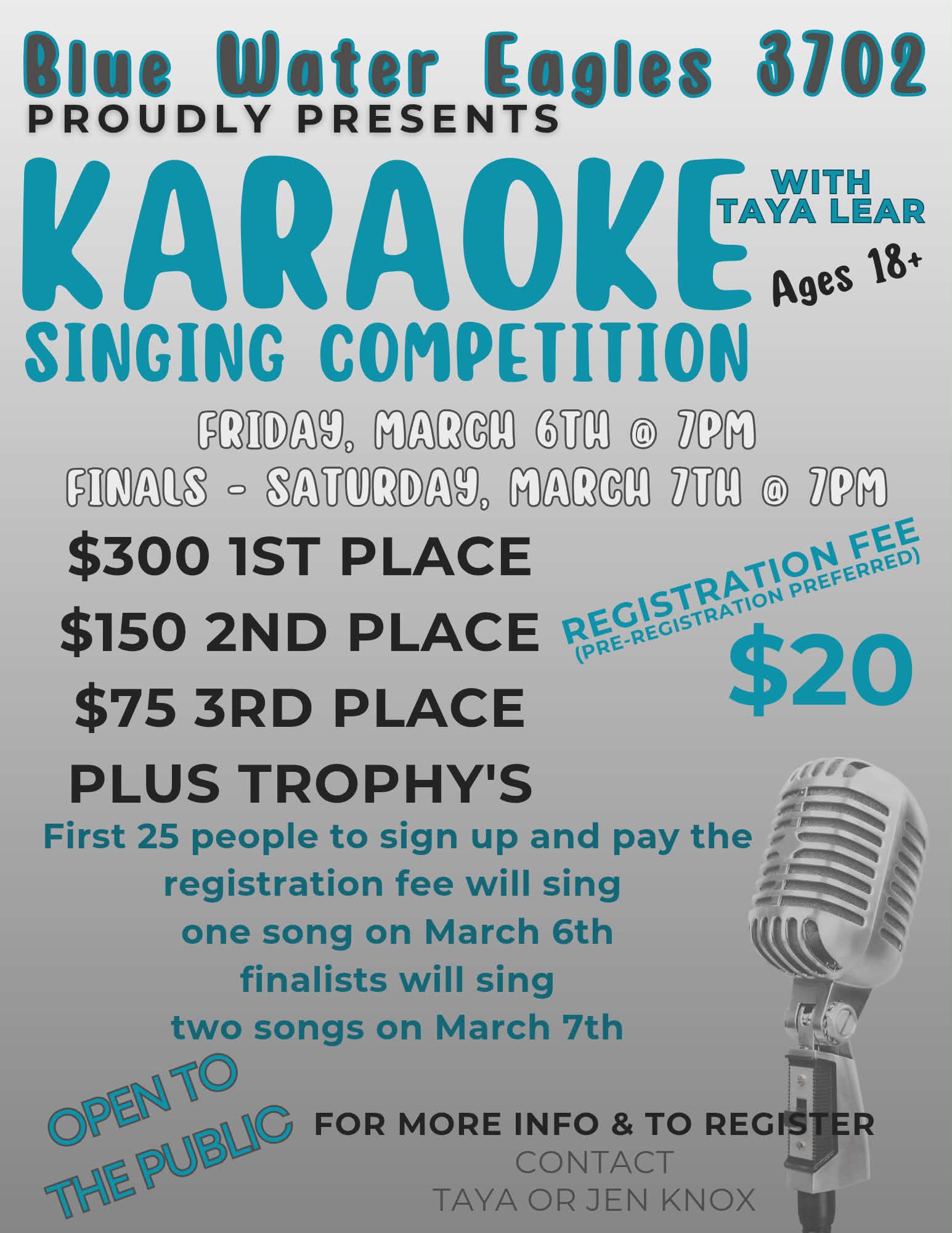 The fraternal order of Eagles karaoke competition