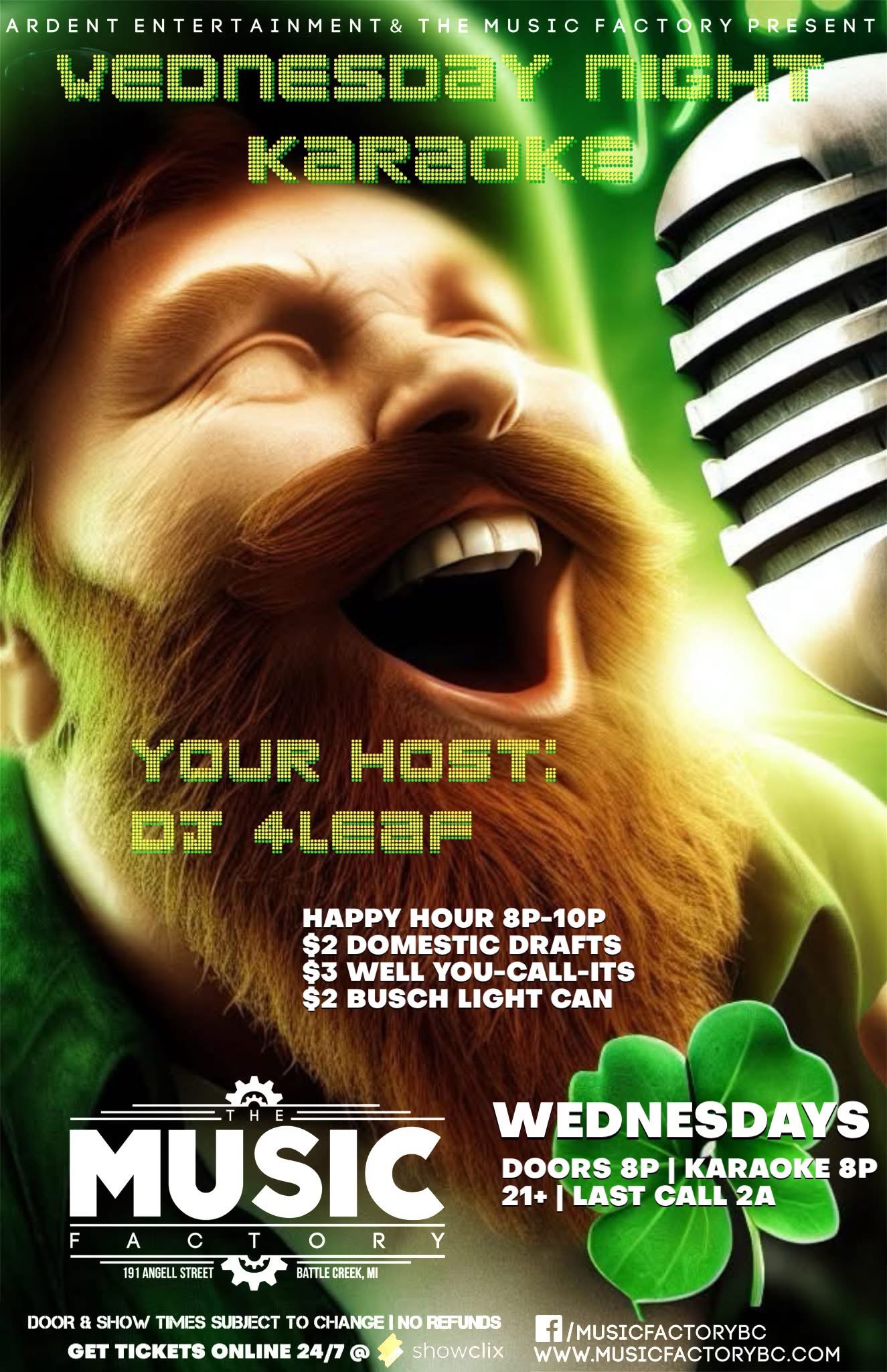 Wednesday Night KARAOKE at The Music Factory in Battle Creek