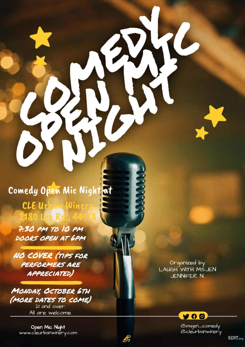 Comedy Open Mic Night with Miss Jen!