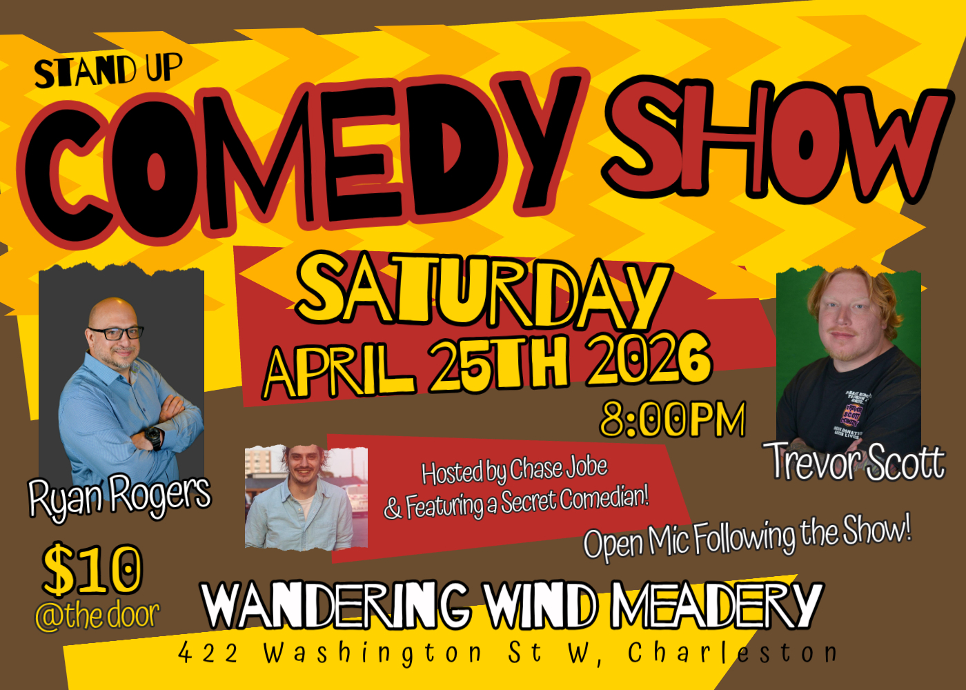 Standup Comedy Night & Open Mic @ Wandering Wind Meadery