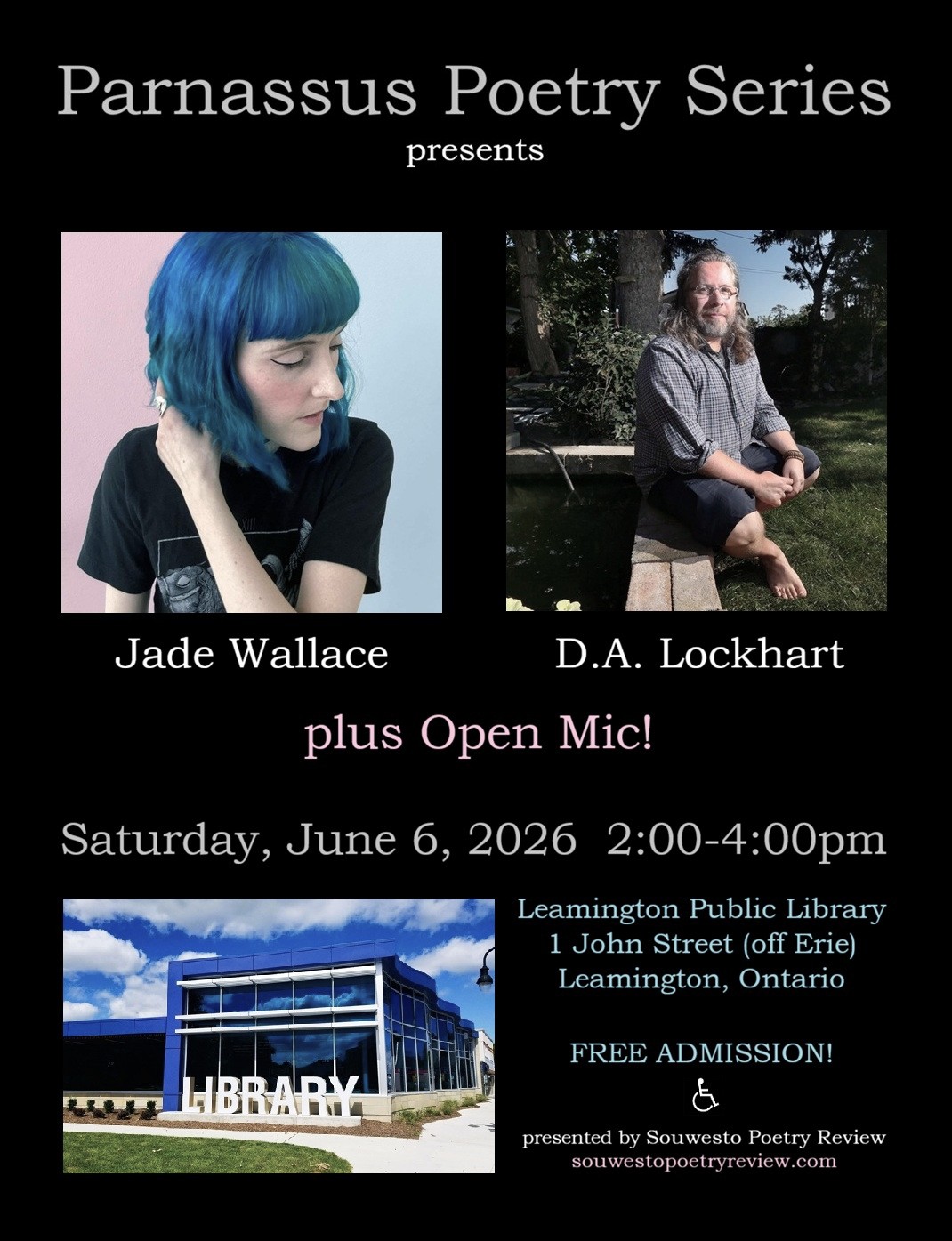 Parnassus Poetry Series ft. D.A. Lockhart and Jade Wallace plus Open Mic