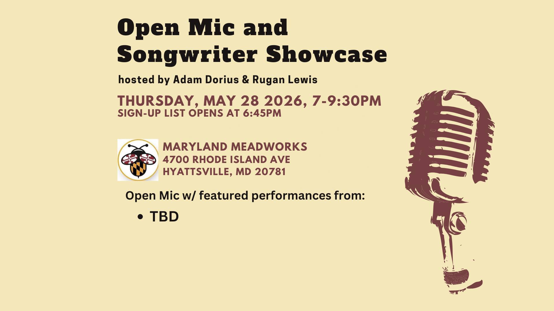 MAY 2026 Open Mic & Songwriter Showcase