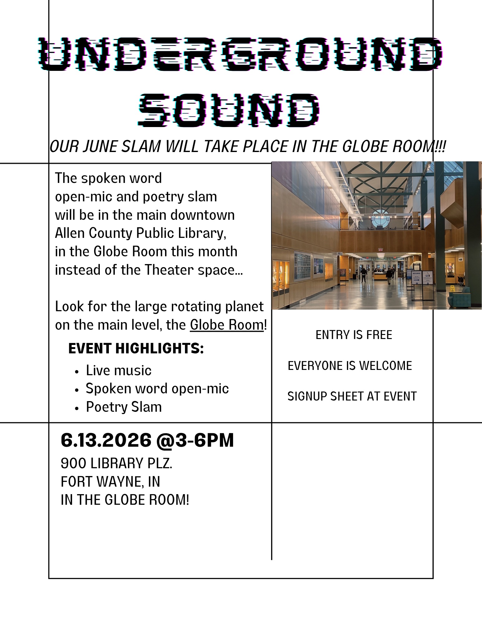 Underground Sound: Poetry Slam & Open-mic